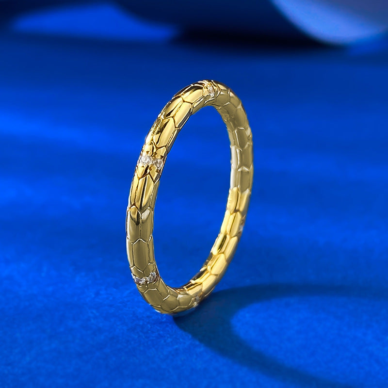 Urqanyu S925 silver gold-plated snake ouroboros minimalist light luxury cubic zirconia ring