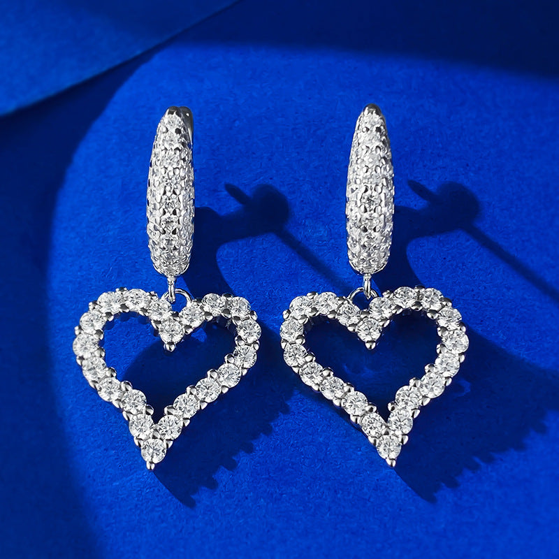 Urqanyu S925 silver irregular heart fashionable all-match cubic zirconia earrings
