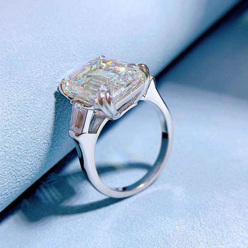 Urqanyu S925 silver luxury yellow diamond cubic zirconia ring 11*15mm