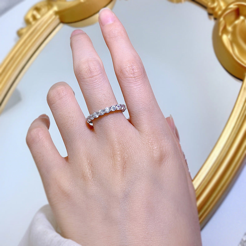 Urqanyu S925 silver fashion 3mm full diamond cubic zirconia ring