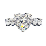 Urqanyu s925 silver heart-shaped 5 carat love row cubic zirconia diamond ring