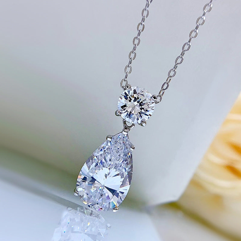 Urqanyu S925 silver 10*16mm water drop pendant personality temperament cubic zirconia necklace