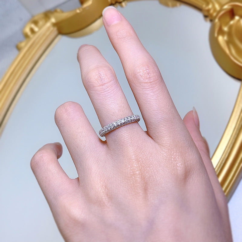 Urqanyu S925 silver fashion simple silver cubic zirconia full diamond ring