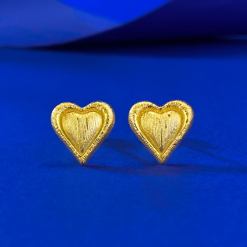 Urqanyu s925 silver gold-plated heart brushed fashionable all-match cubic zirconia earrings