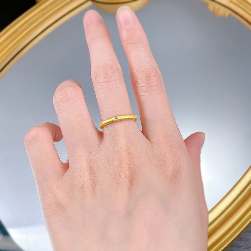 Urqanyu S925 sterling silver wide version narrow version brushed cubic zirconia ring medieval style