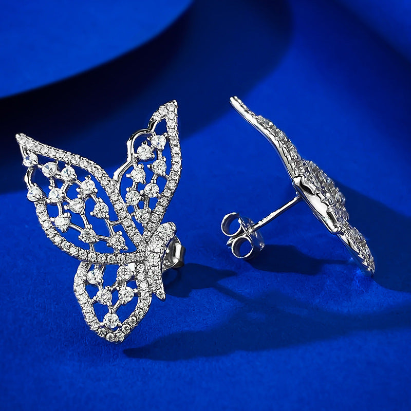 Urqanyu S925 silver hollow butterfly simple cubic zirconia earrings