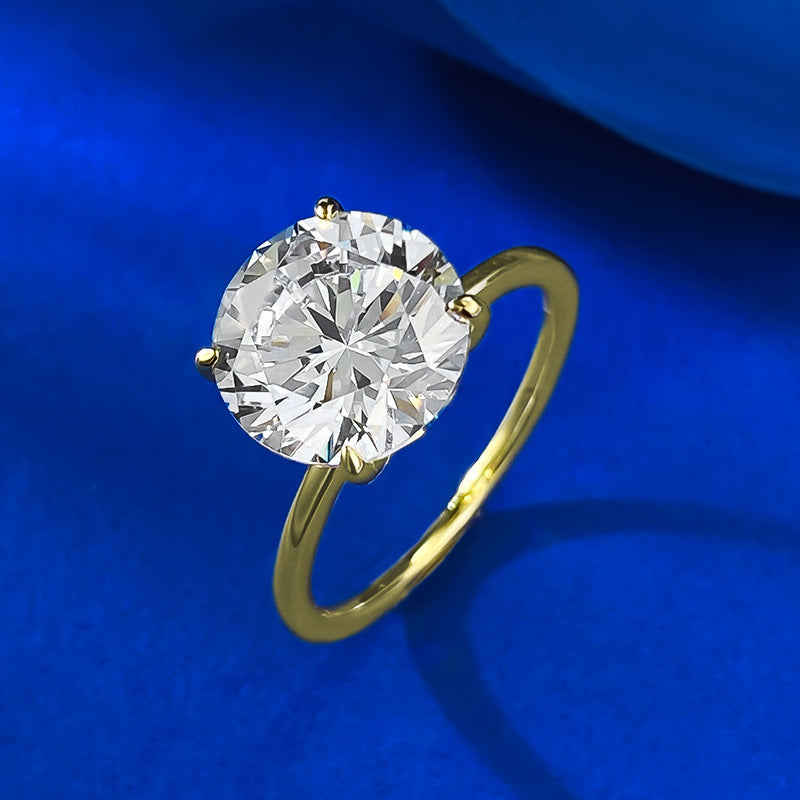 Urqanyu S925 silver four-claw round cubic zirconia diamond ring