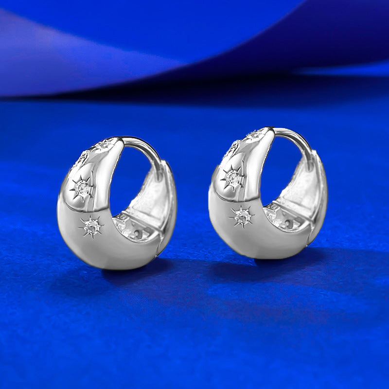 Urqanyu s925 silver gold-plated eight-pointed star fashionable all-match cubic zirconia earrings