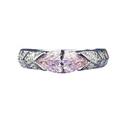 Urqanyu S925 silver inlaid horse eye pink diamond simple personality cubic zirconia ring female 5*10