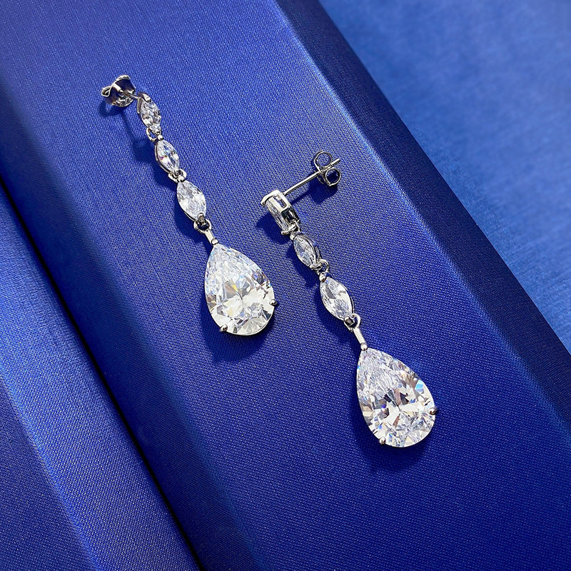 Urqanyu S925 silver European and American ins style water drop 10*15 earrings full diamond cubic zirconia earrings