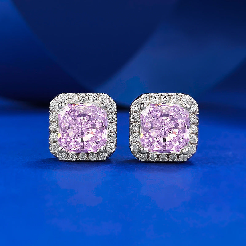 Urqanyu S925 silver simple 7mm ice flower cut all-match cubic zirconia earrings
