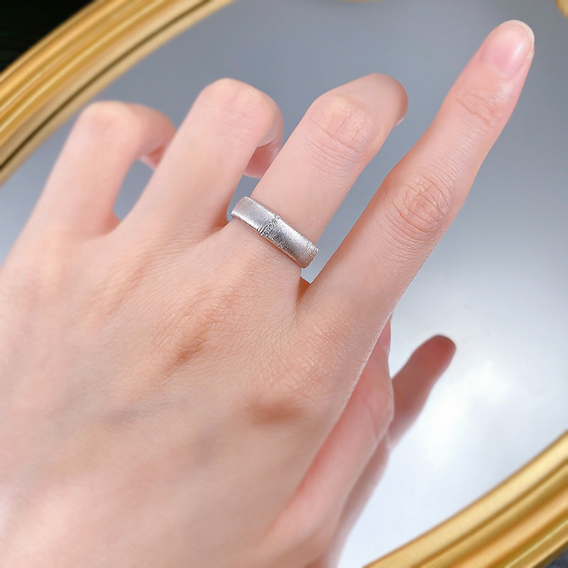 Urqanyu S925 sterling silver wide version narrow version brushed cubic zirconia ring medieval style