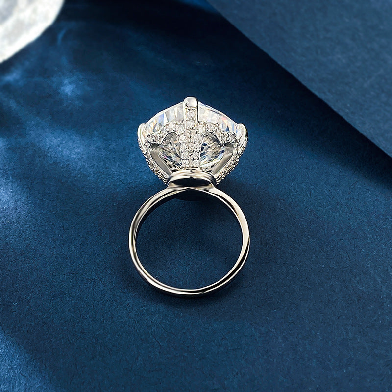 Urqanyu 925 silver luxury inlaid cubic zirconia large diamond ring 15mm