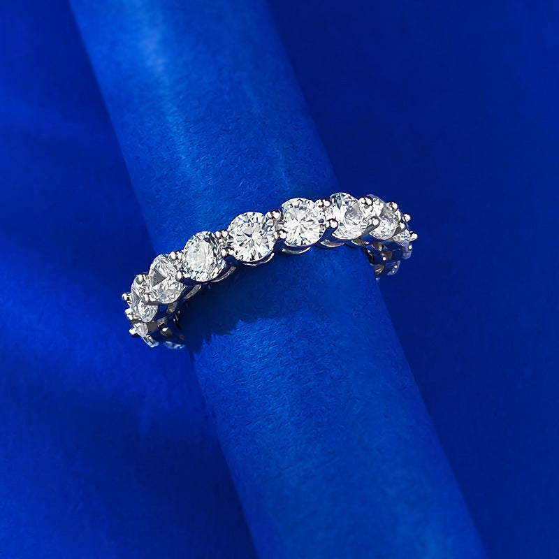 Urqanyu S925 silver row fashion full diamond cubic zirconia ring 4mm