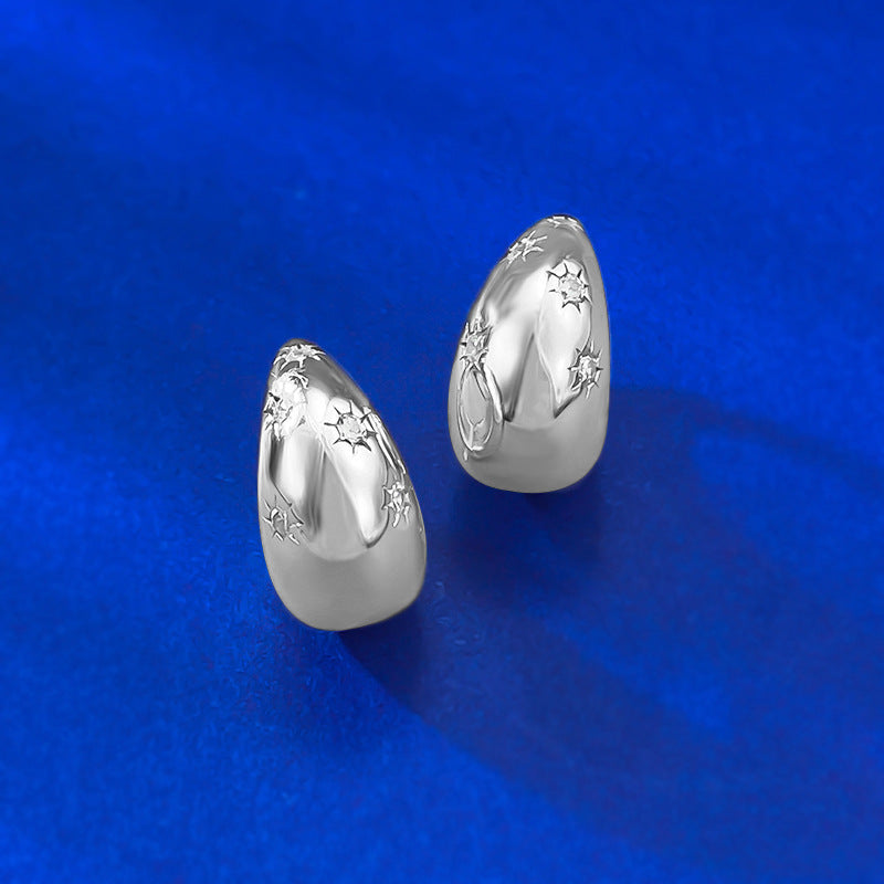 Urqanyu s925 silver gold-plated eight-pointed star fashionable all-match cubic zirconia earrings