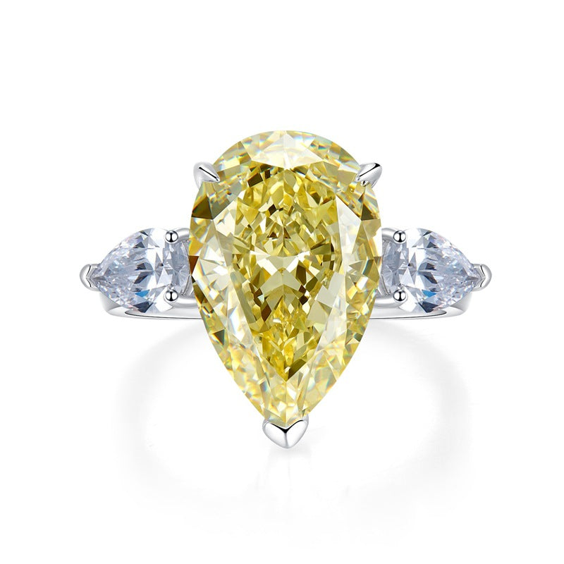 Urqanyu S925 silver diamond water drop cubic zirconia ring 11*17