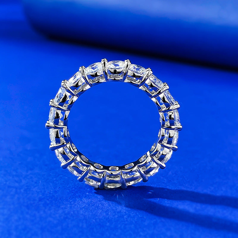 Urqanyu S925 silver row fashion full diamond cubic zirconia ring 4mm