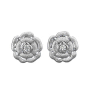 Urqanyu s925 silver camellia brushed fashionable all-match cubic zirconia earrings