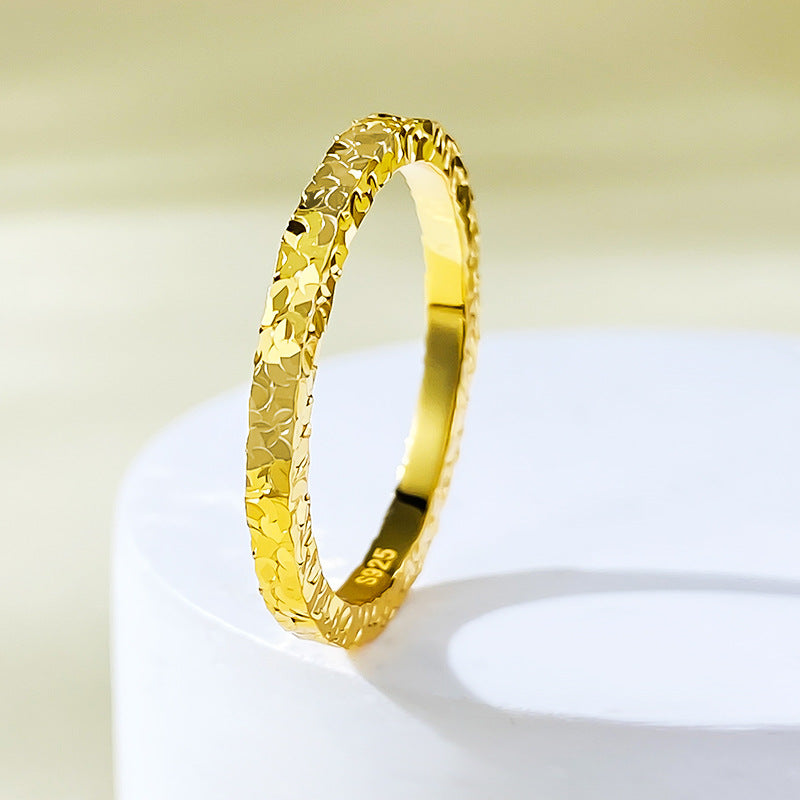 Urqanyu S925 sterling silver crushed ice ring niche design couple model