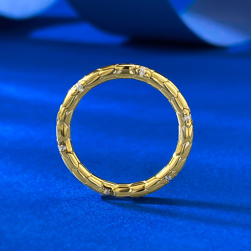 Urqanyu S925 silver gold-plated snake ouroboros minimalist light luxury cubic zirconia ring