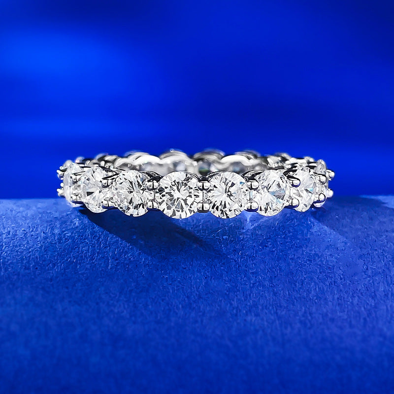 Urqanyu S925 silver row fashion full diamond cubic zirconia ring 4mm