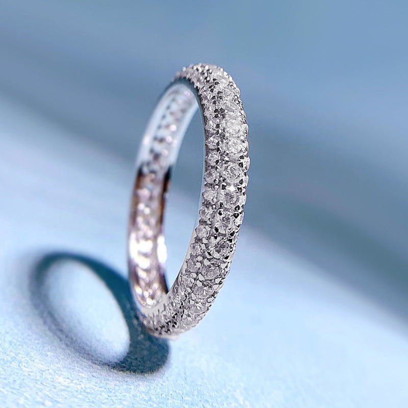 Urqanyu S925 silver fashion simple silver cubic zirconia full diamond ring