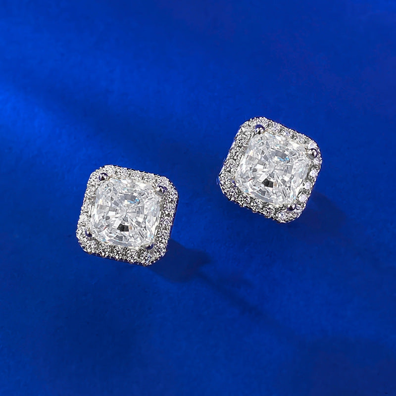 Urqanyu S925 silver simple 7mm ice flower cut all-match cubic zirconia earrings