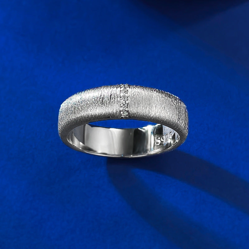 Urqanyu S925 sterling silver wide version narrow version brushed cubic zirconia ring medieval style