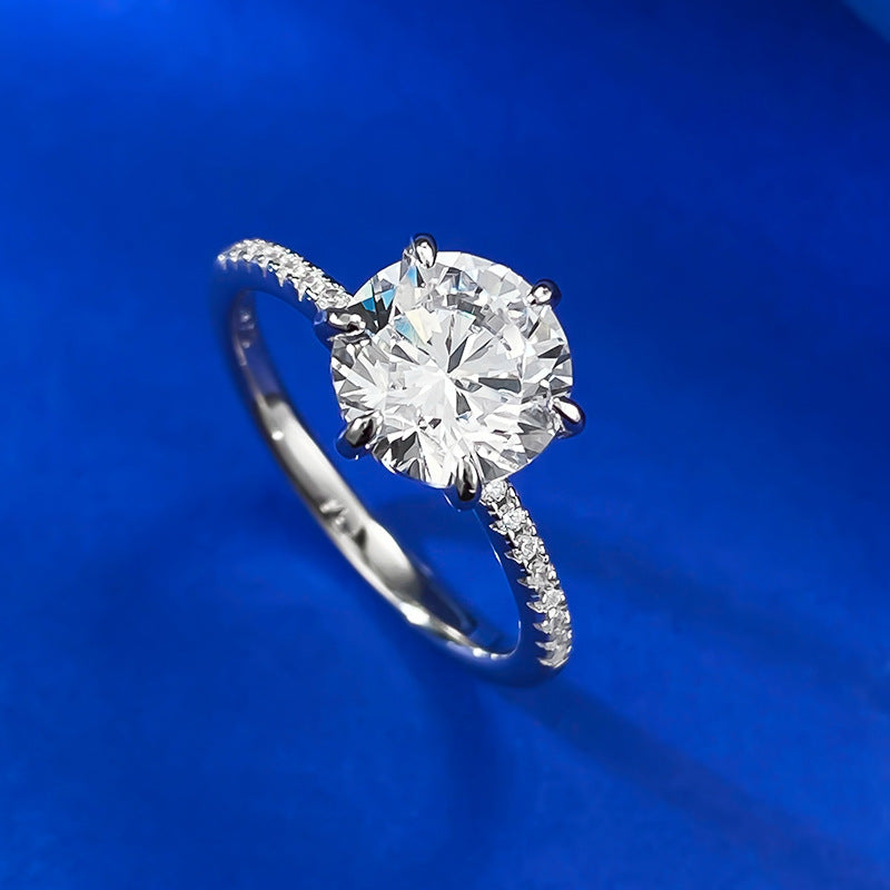 Urqanyu S925 silver classic six-claw micro-inlaid cubic zirconia ring 8mm