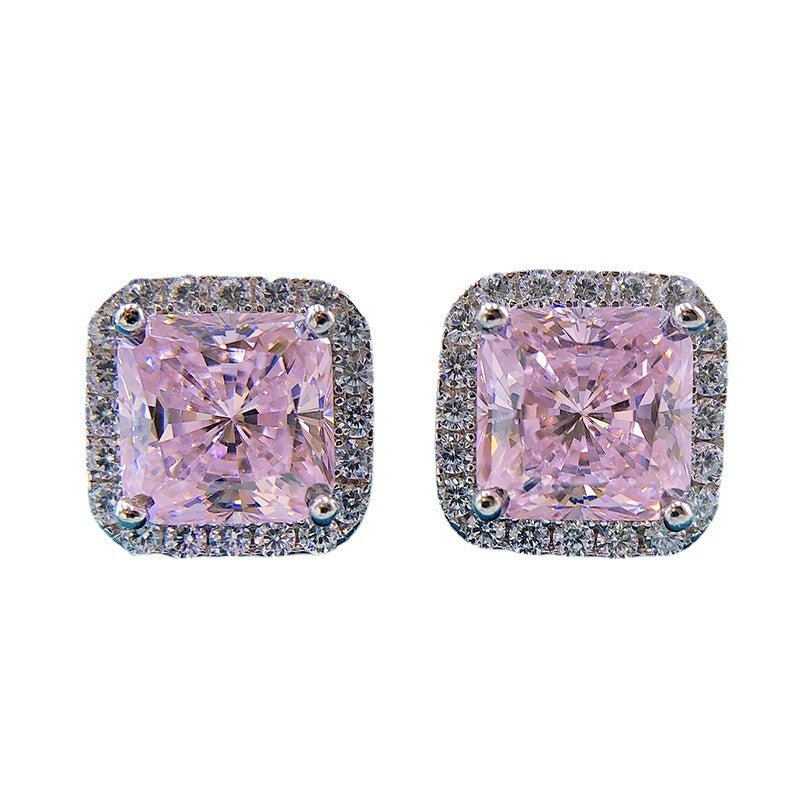 Urqanyu S925 silver simple 7mm ice flower cut all-match cubic zirconia earrings