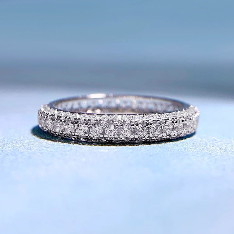 Urqanyu S925 silver fashion simple silver cubic zirconia full diamond ring