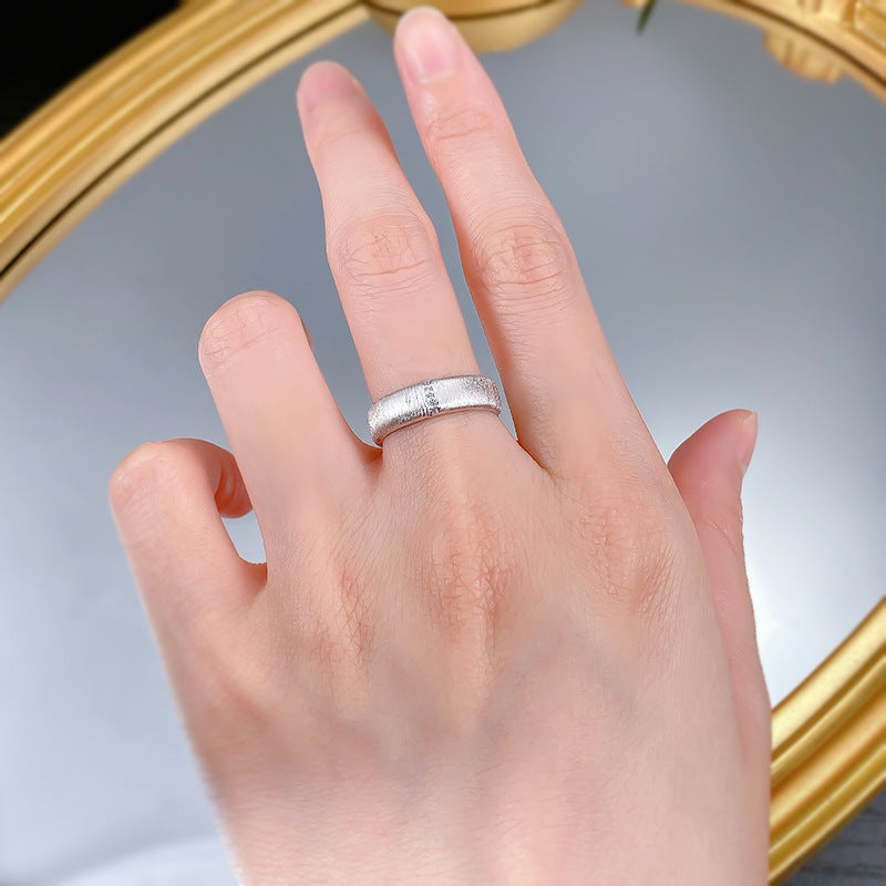 Urqanyu S925 sterling silver wide version narrow version brushed cubic zirconia ring medieval style