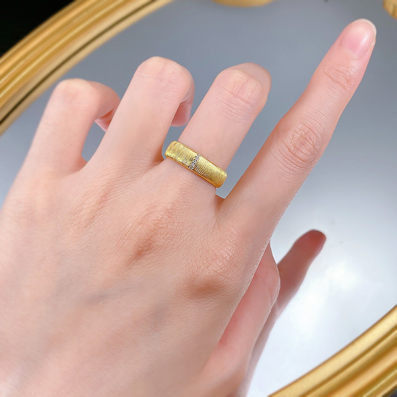 Urqanyu S925 sterling silver wide version narrow version brushed cubic zirconia ring medieval style
