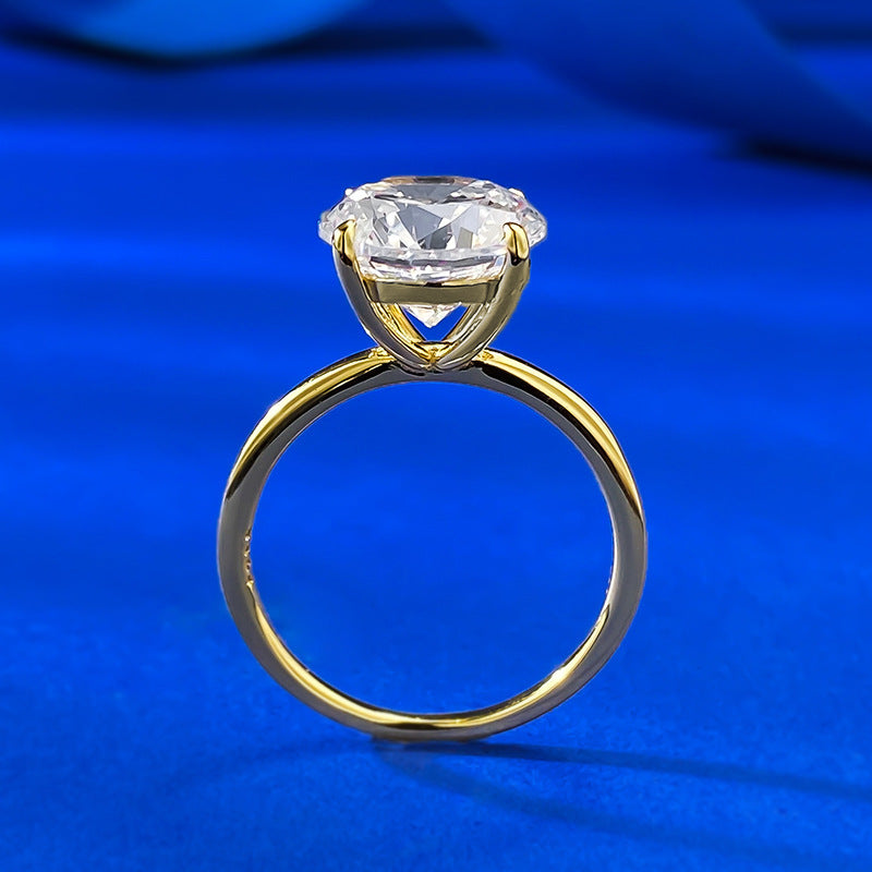 Urqanyu S925 silver four-claw round cubic zirconia diamond ring