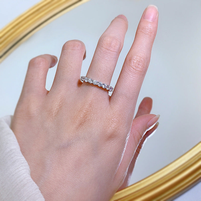 Urqanyu S925 silver fashion 3mm full diamond cubic zirconia ring