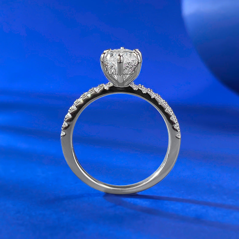 Urqanyu S925 silver fashion simple European and American crown goddess horse eye cubic zirconia couple ring