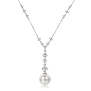 Urqanyu S925 silver tassel pearl 16mm fashionable cubic zirconia necklace