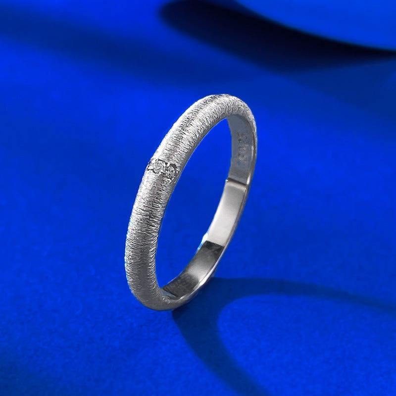 Urqanyu S925 sterling silver wide version narrow version brushed cubic zirconia ring medieval style