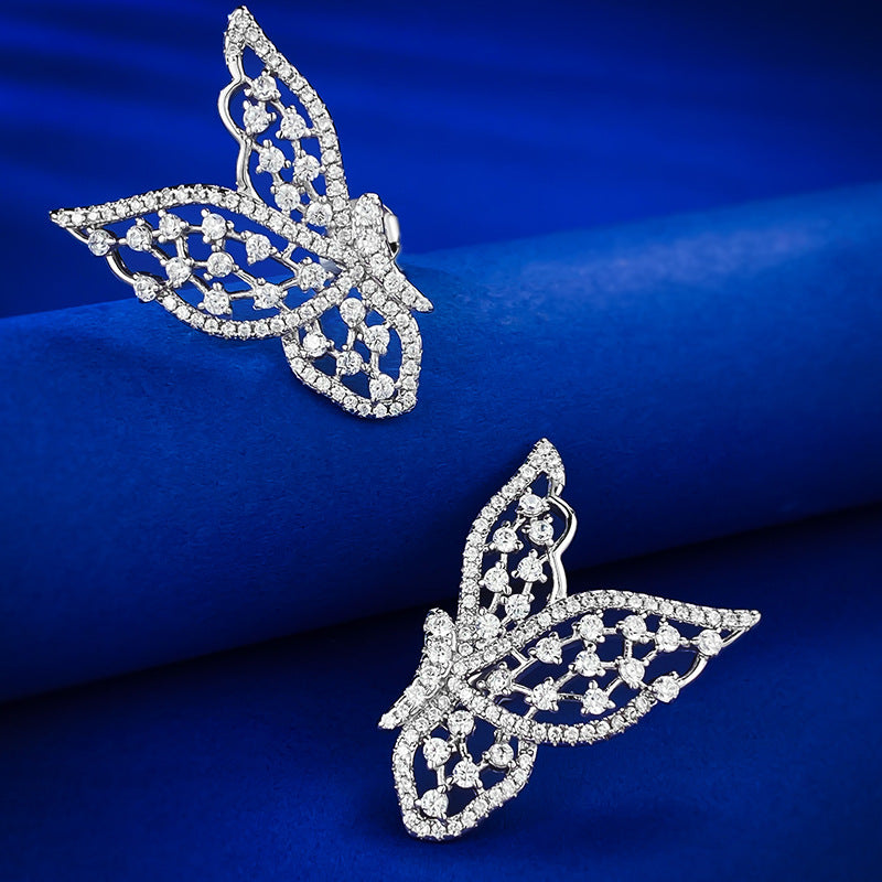 Urqanyu S925 silver hollow butterfly simple cubic zirconia earrings