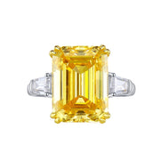 Urqanyu S925 silver luxury yellow diamond cubic zirconia ring 11*15mm