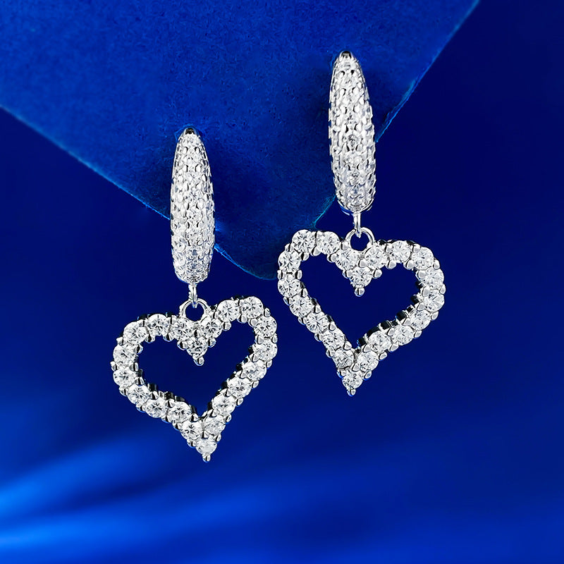 Urqanyu S925 silver irregular heart fashionable all-match cubic zirconia earrings