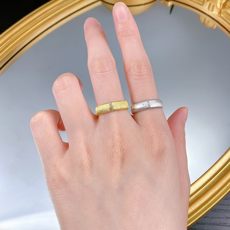 Urqanyu S925 sterling silver wide version narrow version brushed cubic zirconia ring medieval style