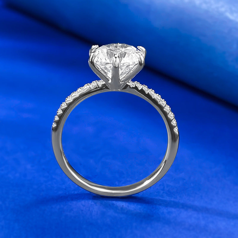 Urqanyu S925 silver classic six-claw micro-inlaid cubic zirconia ring 8mm