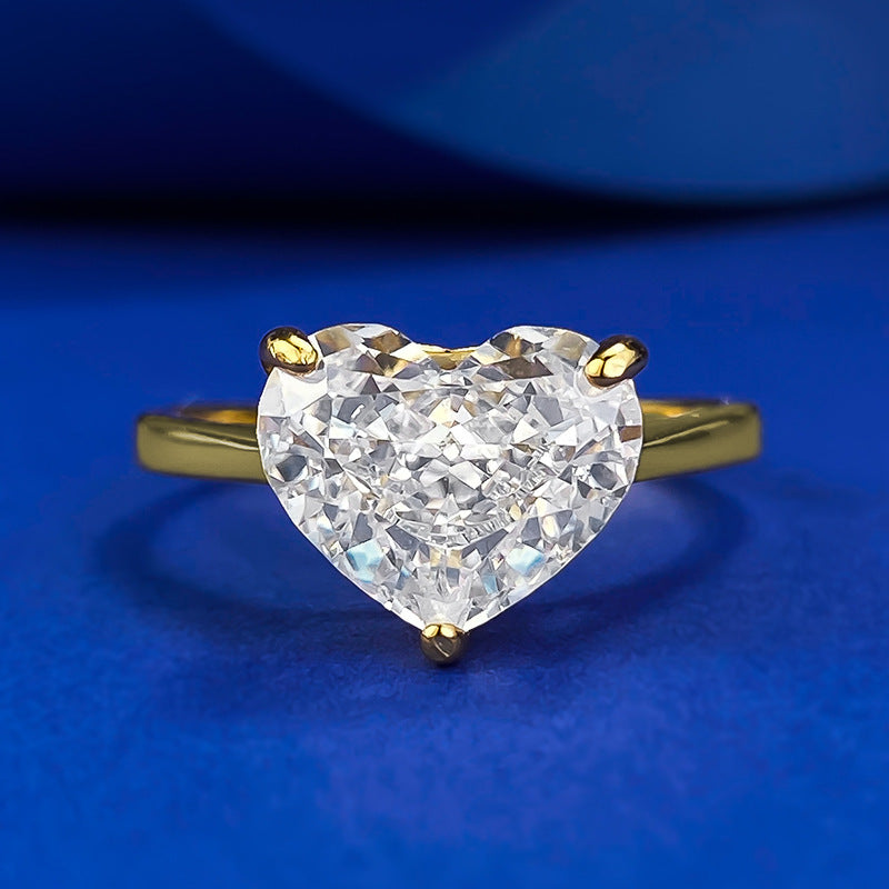 Urqanyu S925 silver ins style all-match fat heart cubic zirconia ring