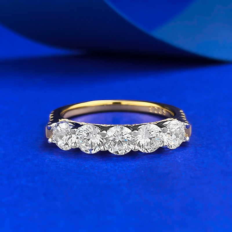 Urqanyu S925 silver stylish simple single row diamond cubic zirconia ring