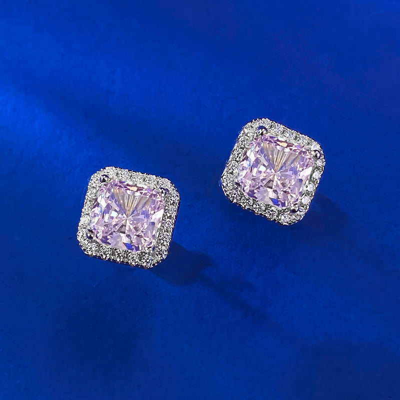 Urqanyu S925 silver simple 7mm ice flower cut all-match cubic zirconia earrings