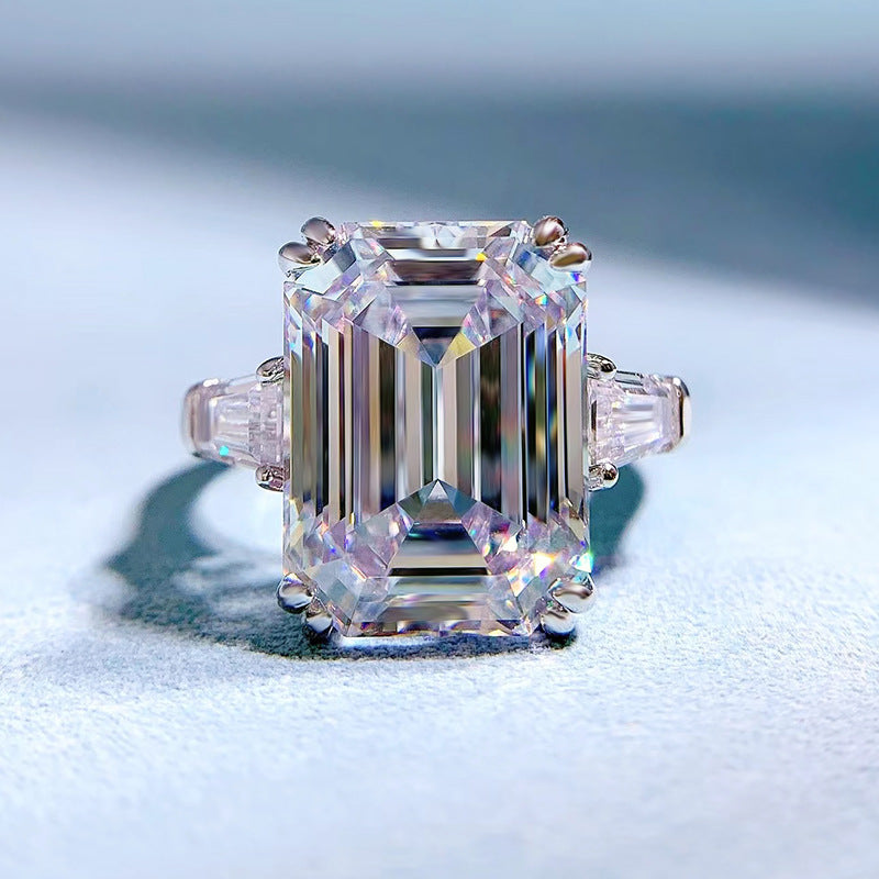 Urqanyu S925 silver luxury yellow diamond cubic zirconia ring 11*15mm