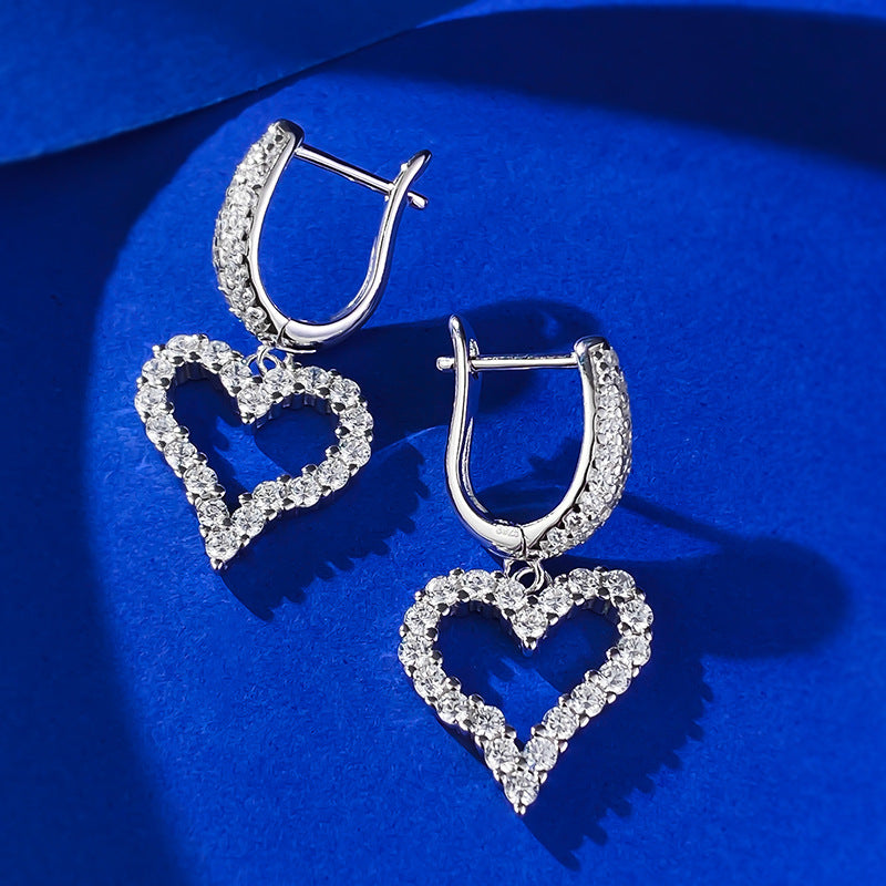 Urqanyu S925 silver irregular heart fashionable all-match cubic zirconia earrings