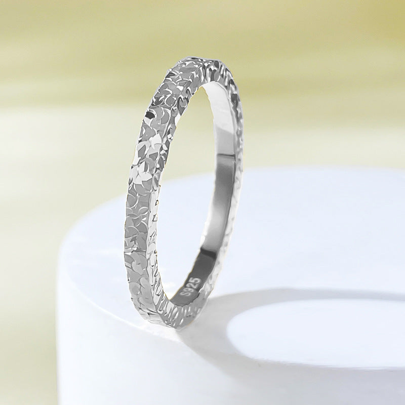Urqanyu S925 sterling silver crushed ice ring niche design couple model