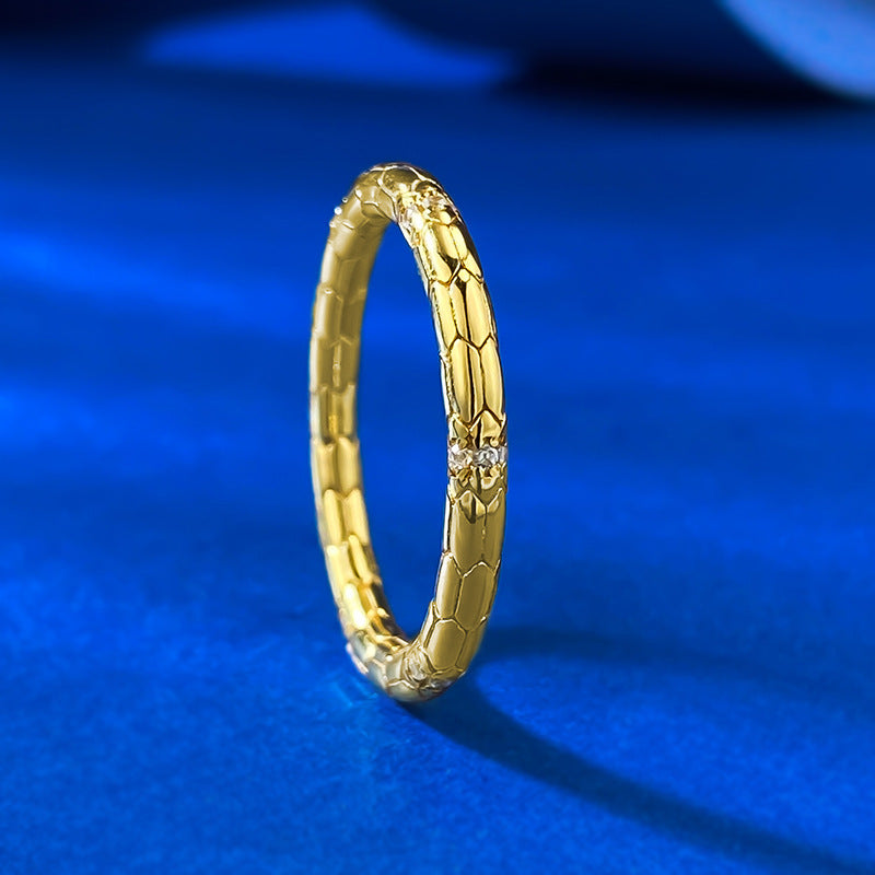Urqanyu S925 silver gold-plated snake ouroboros minimalist light luxury cubic zirconia ring